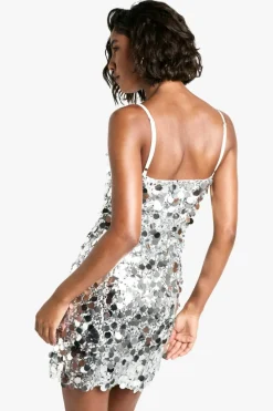 Bodycon Dresses|Mini Dresses*boohoo Tall Keyhole Disc Sequin Mini Dress silver