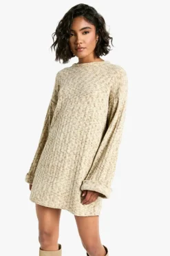 A Line Dresses*boohoo Tall Knitted Chenille Mini Dress ash grey