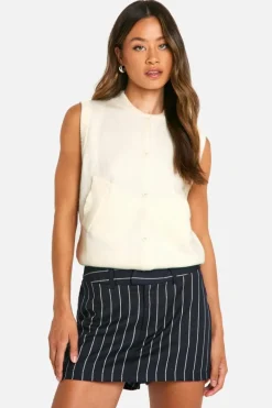 Cardigans*boohoo Tall Knitted Gillet cream