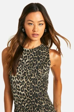 Mini Dresses|Denim*boohoo Tall Leopard Denim Mini Dress animal