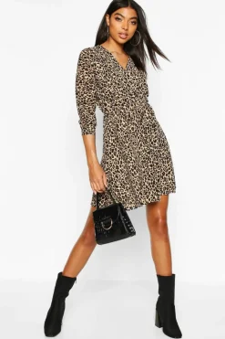 Wrap Dresses*boohoo Tall Print Wrap Dress leopard
