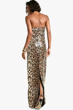 Maxi Dresses*boohoo Tall Sequin Bandeau Maxi Dress leopard
