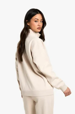 Sweatshirts|Tops*boohoo Tall O Ring Detail Half Zip Sweatshirt beige