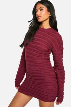 Jumper Dresses|Jumper Dresses*boohoo Tall Open Back Knitted Jumper Dress burgundy