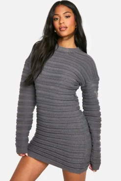 Jumper Dresses|Jumper Dresses*boohoo Tall Open Back Knitted Jumper Dress charcoal