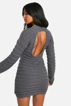 Jumper Dresses|Jumper Dresses*boohoo Tall Open Back Knitted Jumper Dress charcoal
