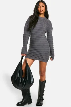 Jumper Dresses|Jumper Dresses*boohoo Tall Open Back Knitted Jumper Dress charcoal