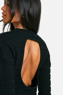 Jumper Dresses|Jumper Dresses*boohoo Tall Open Back Knitted Jumper Dress black