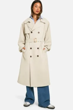 Up To 80% Off Winter Warmers|Trench Coats*boohoo Tall Oversized Raglan Sleeve Trench Coat stone