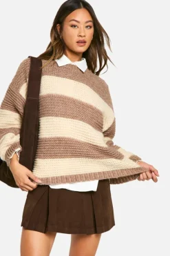 Oversized Jumpers*boohoo Tall Oversized Stripe Knit Jumper stone