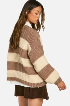 Oversized Jumpers*boohoo Tall Oversized Stripe Knit Jumper stone