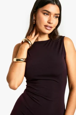 Bodycon Dresses|Midi Dresses*boohoo Tall Racer Asymmetric Hem Midi Dress plum