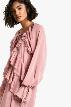 Smock Dresses*boohoo Tall Ruffle Detail Chiffon Maxi Dress blush
