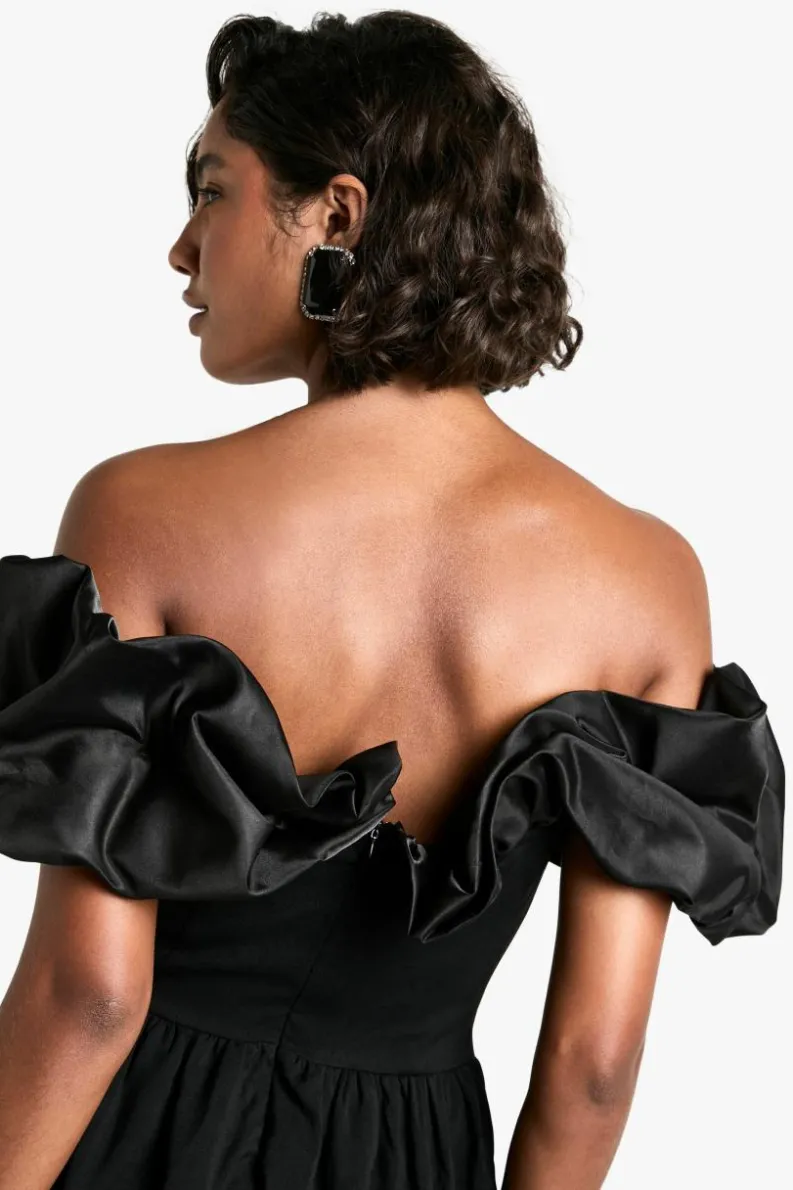 Mini Dresses*boohoo Tall Ruffle Dropped Waist Mini Dress black