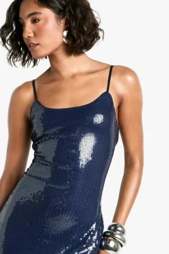Bodycon Dresses*boohoo Tall Sequin Strappy Mini Dress navy