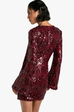 Bodycon Dresses|Mini Dresses*boohoo Tall Sequin Twist Front Mini Dress malbec
