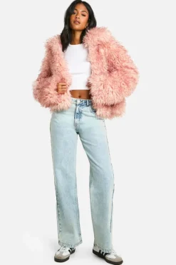 Up To 80% Off Winter Warmers|Faux Fur Coats*boohoo Tall Shaagy Faux Fur Coat pink