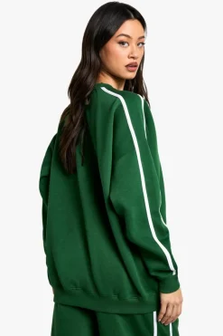 Sweatshirts|Hoodies & Sweatshirts*boohoo Tall Side Stripe Oversized Sweatshirt green
