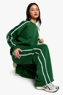 Sweatshirts|Hoodies & Sweatshirts*boohoo Tall Side Stripe Oversized Sweatshirt green