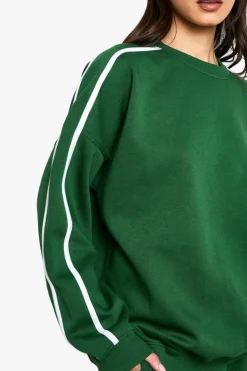 Sweatshirts|Hoodies & Sweatshirts*boohoo Tall Side Stripe Oversized Sweatshirt green