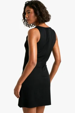 Mini Dresses*boohoo Tall Slash Neck Woven Tailored Shift Dress black