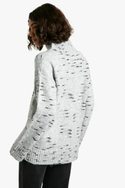Oversized Jumpers|Jumpers*boohoo Tall Soft Knit Marl Oversized High Neck Jumper grey