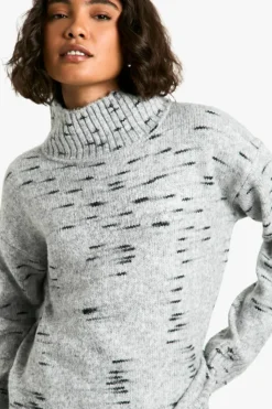 Oversized Jumpers|Jumpers*boohoo Tall Soft Knit Marl Oversized High Neck Jumper grey