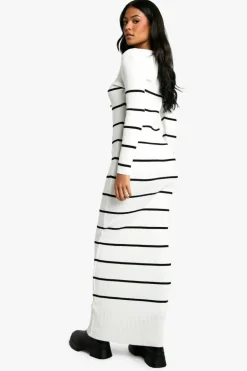 Jumper Dresses|Jumper Dresses*boohoo Tall Stripe Ribbed Knitted Maxi Dress cream