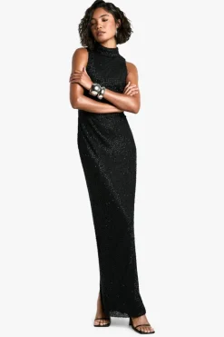Maxi Dresses|Dresses*boohoo Tall Tassel Sequin Racer Neck Maxi Dress black