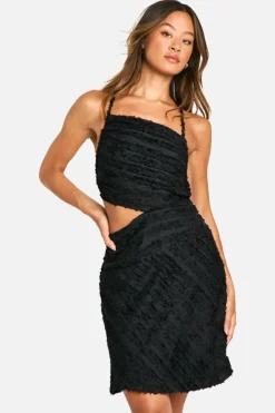 Skater Dresses|Mini Dresses*boohoo Tall Textured Chiffon Ruffle Mini Dress black