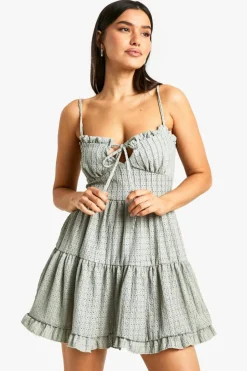 Smock Dresses*boohoo Tall Textured Frill Smock Dress lime