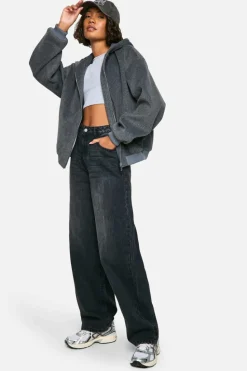 Up To 80% Off Winter Warmers|Bomber Jackets*boohoo Tall Wool Look Hooded Bomber Jacket grey