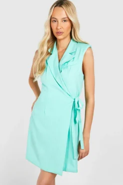 Blazer Dresses*boohoo Tall Woven Pinstripe Sleeveless Blazer Dress green