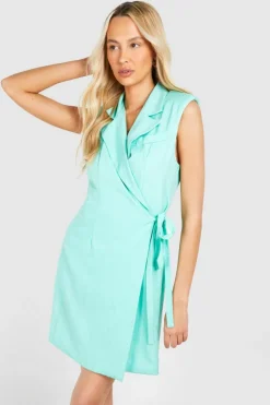 Blazer Dresses*boohoo Tall Woven Pinstripe Sleeveless Blazer Dress green