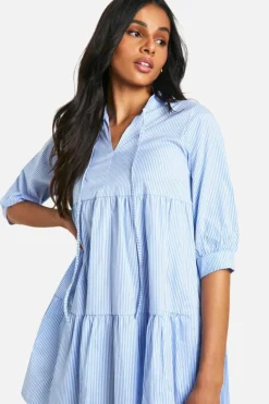 Smock Dresses*boohoo Tall Woven Pinstripe Smock Dress blue
