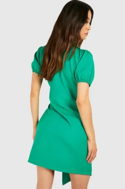 Blazer Dresses|Wrap Dresses*boohoo Tall Woven Short Sleeve Wrap Blazer Dress green