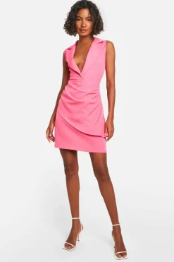 Blazer Dresses*boohoo Tall Woven Sleeveless Draped Blazer Dress pink