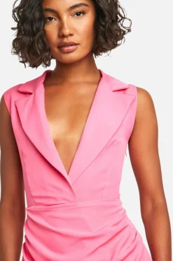 Blazer Dresses*boohoo Tall Woven Sleeveless Draped Blazer Dress pink