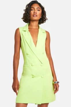 Blazer Dresses*boohoo Tall Woven Tailored Waistcoat Blazer Dress lime