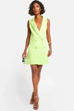 Blazer Dresses*boohoo Tall Woven Tailored Waistcoat Blazer Dress lime