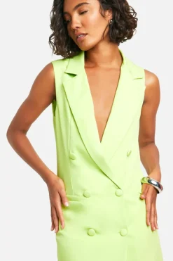 Blazer Dresses*boohoo Tall Woven Tailored Waistcoat Blazer Dress lime