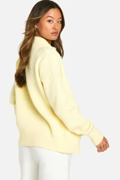 Cardigans*boohoo Tall Zip Through Knitted Cardigan butter