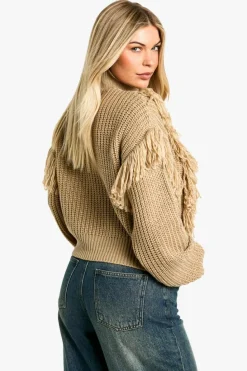 Jumpers*boohoo Tassel Detail Cable Knit Jumper mocha