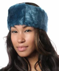 Hair Accessories*SVNX Teal Soft Faux Fur Headband Dark Blue