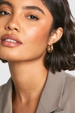 Earrings*boohoo Teardrop Drop Hoop Earrings gold