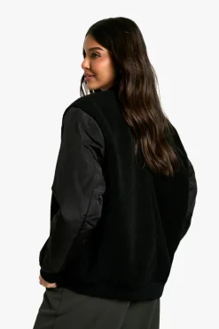 Up To 80% Off Winter Warmers|Bomber Jackets*boohoo Teddy Bomber Jacket black