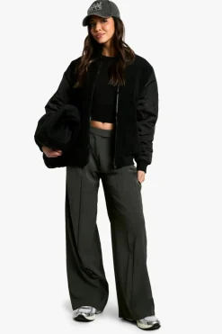 Up To 80% Off Winter Warmers|Bomber Jackets*boohoo Teddy Bomber Jacket black