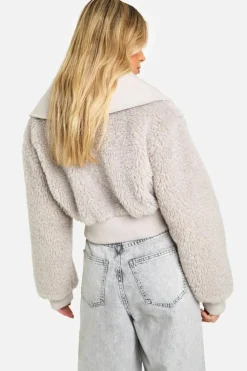 Up To 80% Off Winter Warmers|Bomber Jackets*boohoo Teddy Faux Fur Bomber Jacket grey