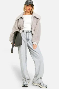 Up To 80% Off Winter Warmers|Bomber Jackets*boohoo Teddy Faux Fur Bomber Jacket grey