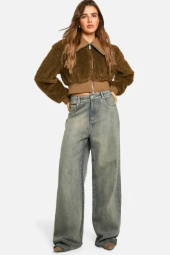 Up To 80% Off Winter Warmers|Bomber Jackets*boohoo Teddy Faux Fur Bomber Jacket tobacco